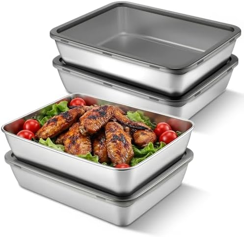 4 PCS 304 Stainless Steel Food Storage Containers with lids, 2.3 Inch