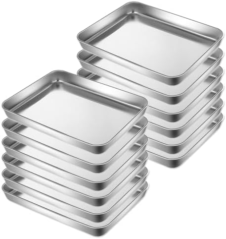 12 Pack Stainless Steel Baking Sheet Bulk Non Stick Oven Tray