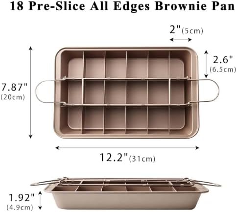 Brownie Pan with Dividers 12-In-by-8-In, Non Stick