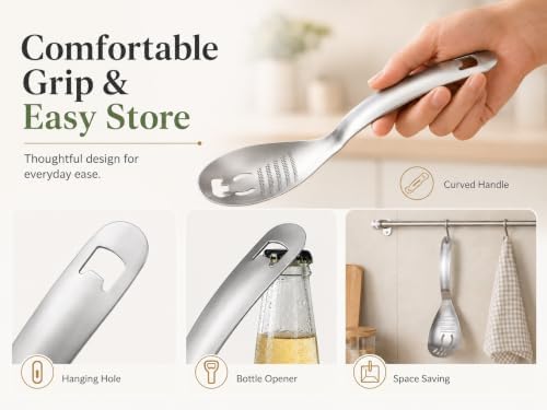 5-in-1 Stainless Steel Cooking Spoon, Multifunctional Stainless Steel