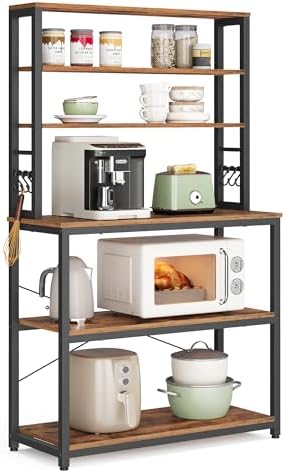 VASAGLE 6-Tier Baker's Rack, 31.5 Inches, 6 Hooks