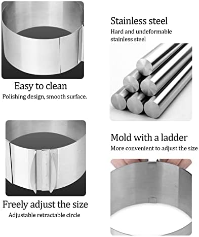 Cake Ring Mould for Baking,20cm Height,Stainless Steel Round Cake Mold