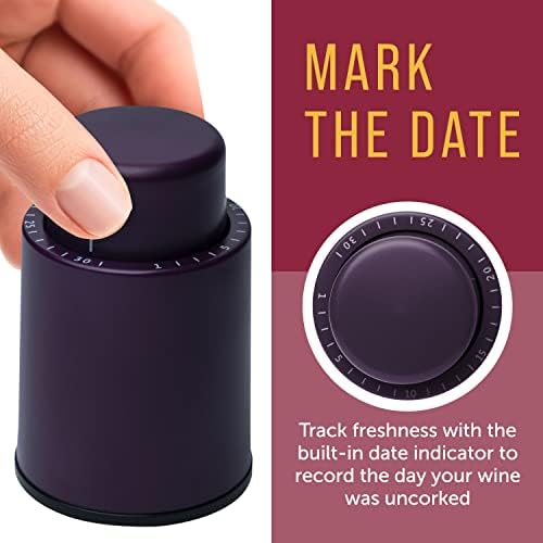 Maplefield Wine Stopper Vacuum Preserver - Purple Plastic, 1 Pump & 4
