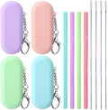 Meanplan 4 Sets Reusable Straws Travel Case Brush Silicone,Classic