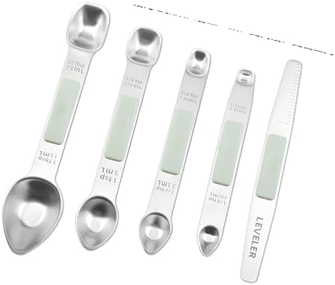 Stainless Steel Magnetic Measuring Spoon Set of 5 with,Metal Teaspoon