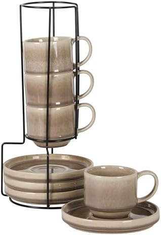 Gibson Elite Sunrise Hills 9-Piece Stackable Stoneware Cup and Saucer