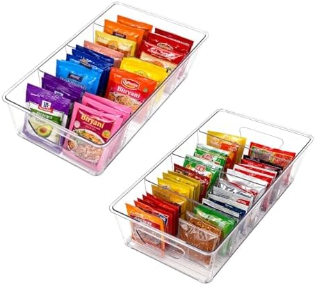 2 Pcs Seasoning Packet Organizer with Detachable Dividers, Storage