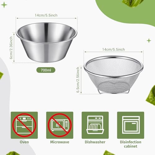 Baderke Mini Colander Strainer, 5.51 x 2.36 Inches, Round, 2 Pcs