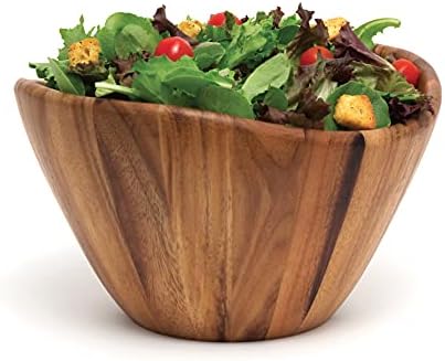 Lipper International Acacia Wave Serving Bowl for Fruits or Salads