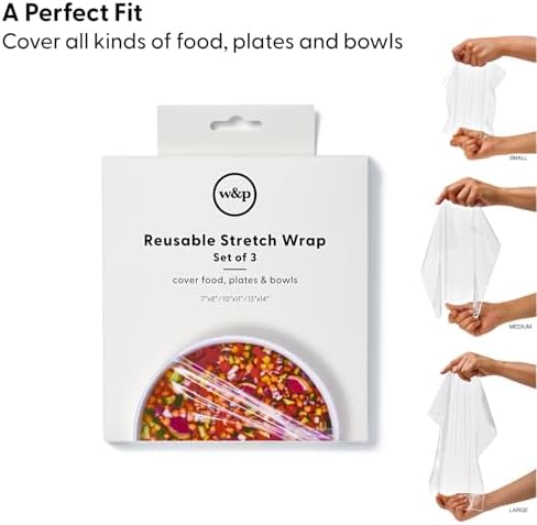 W&P Reusable Silicone Stretch Wrap, 3 Wraps