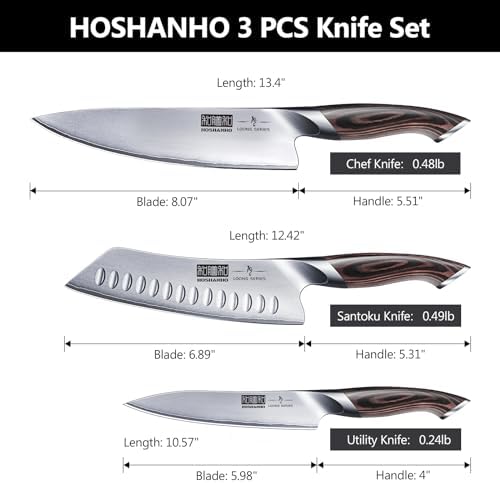 HOSHANHO 3 Pieces Japanese Kitchen Knife Set