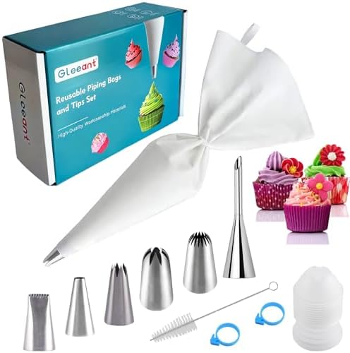 Reusable Piping Bags and Tips Set- GleeAnt Frosting Piping Kit for