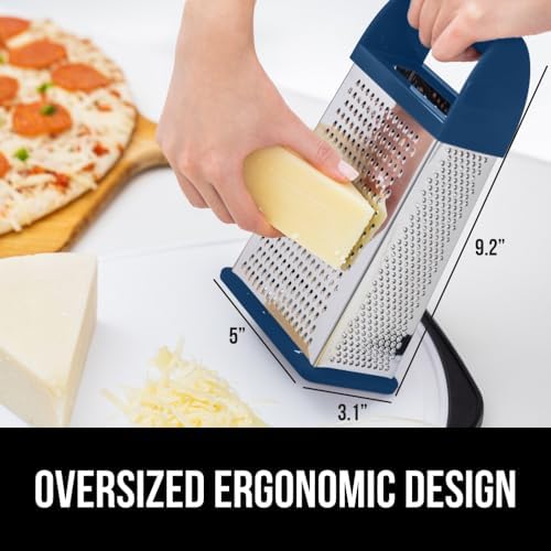 GORILLA GRIP® XL 4-Sided Stainless Steel Cheese Grater, Blue