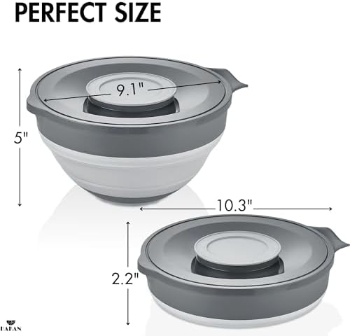 Hakan Collapsible Mixing Bowl with Lid | 3.3QT Silicone & Plastic