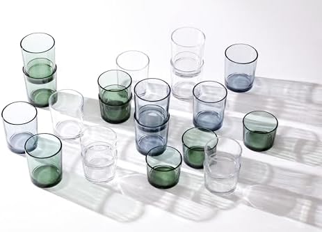 Oneida Stackables Blue Drinking Glasses, Set of 12