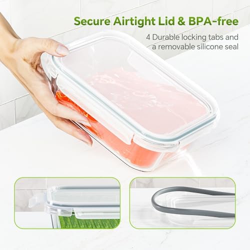 3-Pack 35 oz Borosilicate Glass Food Storage Containers with Lids