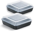 9x9 Inch Square Baking Pan with Lid Set, E-far Nonstick Square Cake