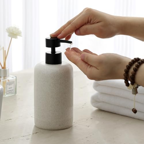 Soap Dispensers,13.53 OZ, 2 PCS,Sandstone Look Beige Empty Bottles