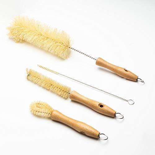 All Natural Bottle Brush and Straw Set (NO Plastic) Sisal Bristles and