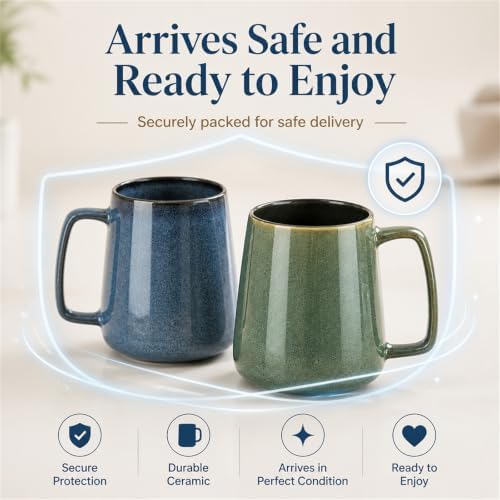 Extra Large Tall Coffee Mugs with Handle - Set of 2, 24 oz Ceramic