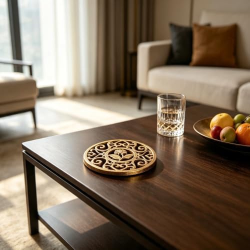Bitray Cast Iron Trivet Mat Gold Vintage Flower Pot Holder Coaster