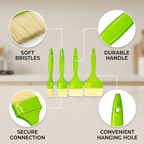 4 Piece Basting Brush Set, Bristle Basting Brushes, Kitchen Brushes