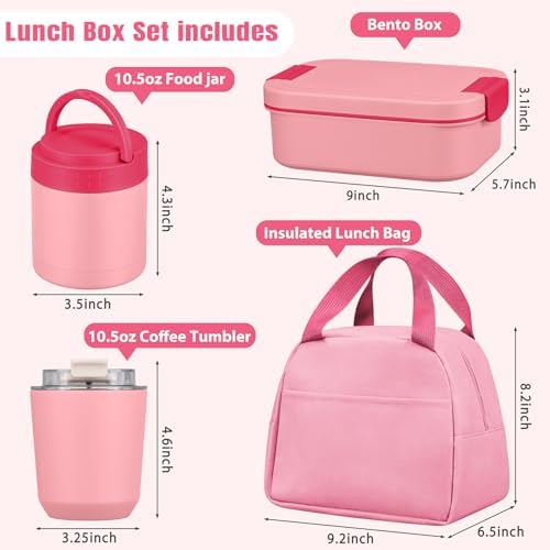 Large Bento Lunch Box Set for Adults Kids Women with 10.5oz Soup