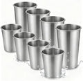 Stainless Steel Cups & Pint Tumblers Set of 8 - 4 Pack 8 oz + 4 Pack