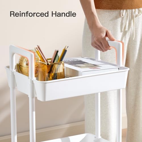 Pipishell 3-Tier Rolling Storage Cart, White