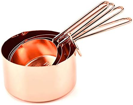Copper Stainless Steel Measuring Cups and Spoons Set of 8 Engraved