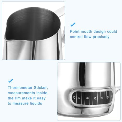 uxcell Milk Frothing Pitcher with Integrated Thermometer, 12oz/350ml