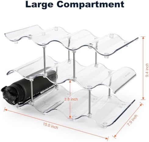Stackable Water Bottle Organizer, Large Compartment Water Bottle