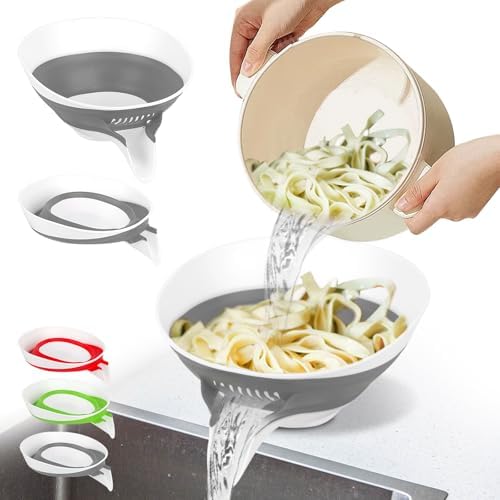 Small Colander with Draining Base, Collapsible Strainer Basket