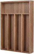 Acacia Wood Silverware Drawer Organizer, 5-Compartment Tray