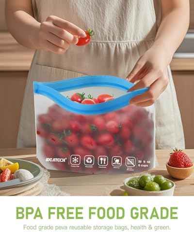 IDEATECH 20Pack Reusable Bags Dishwasher Safe, Leakproof Reusable