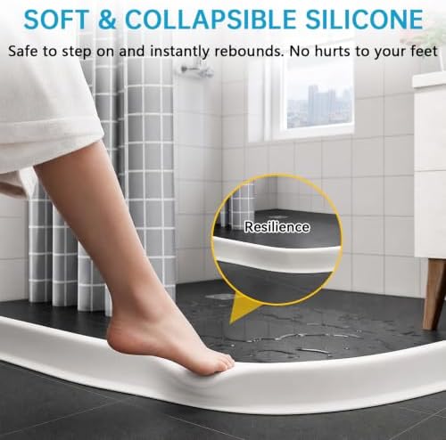 4'' High Shower Threshold Water Dam,Silicone Shower Water Guard (39")