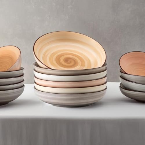 Sweese 6-Pack Ceramic Pasta Bowls, Neutral Extra Large 30 Fl Oz
