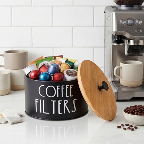 Coffee Filter Holder with Lid, Metal Filter Storage Container