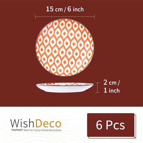 WishDeco Small Dessert Plates Set of 6, Ceramic Appetizer Plates