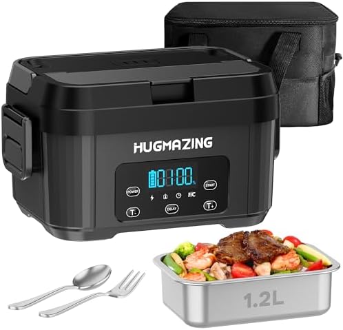 Hugmazing Cordless Electric Lunch Box, 1.2L, Grey