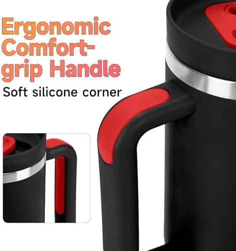 40oz Tumbler with Handle and Straw Spout 2-in-1 Lid, Spill Leak Proof