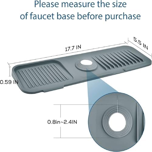 Silicone Kitchen Sink Splash Guard, 17.7" Drainage Mat for Faucet
