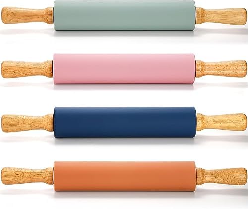 Yopay 4 Pack Silicone Rolling Pin for Baking, Non Stick Large 17 Inch