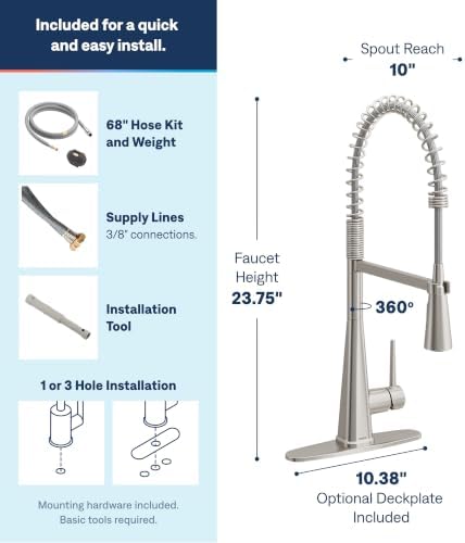 Moen Swyre Spring Pulldown Kitchen Faucet, Spot Resist Stainless