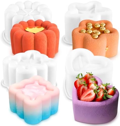 4pcs Nonstick Silicone Molds for Baking Supplies, Square Star Heart