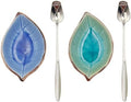 2 Pack Coffee Spoon and Leaf Rest Set, Ice Cracks Leaf Ladle Holder