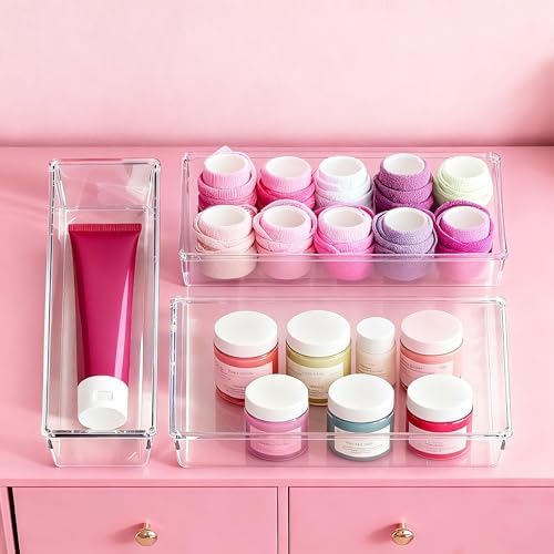 Criusia Large Drawer Organizer Bins 26 Pack | Complete 5 Size Clear