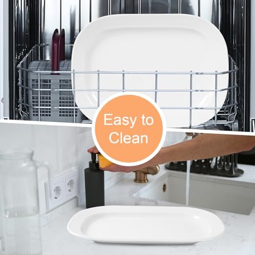 2 Pack Extra Large 17.5 Inch White Serving Trays,Reusable Melamine