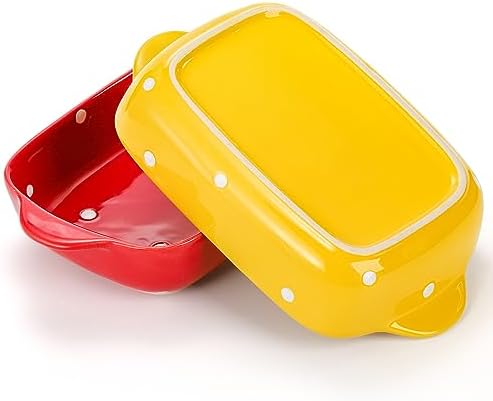 AVLA Set of 4 Ceramic Small Casserole Dishes, 7"x5" Porcelain Roasting