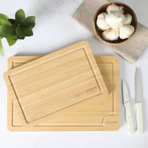 Gibson Home Forestview 2-Piece Bamboo Cutting Board Set – 15" & 12"